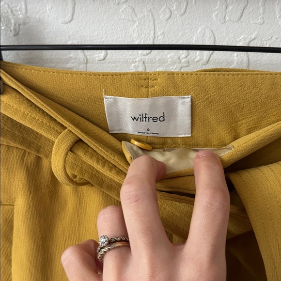 Wilfred Mustard Yellow Crepe Tie Front Zip Double Clasp Closure Ankle Pants 0 - Picture 5 of 8